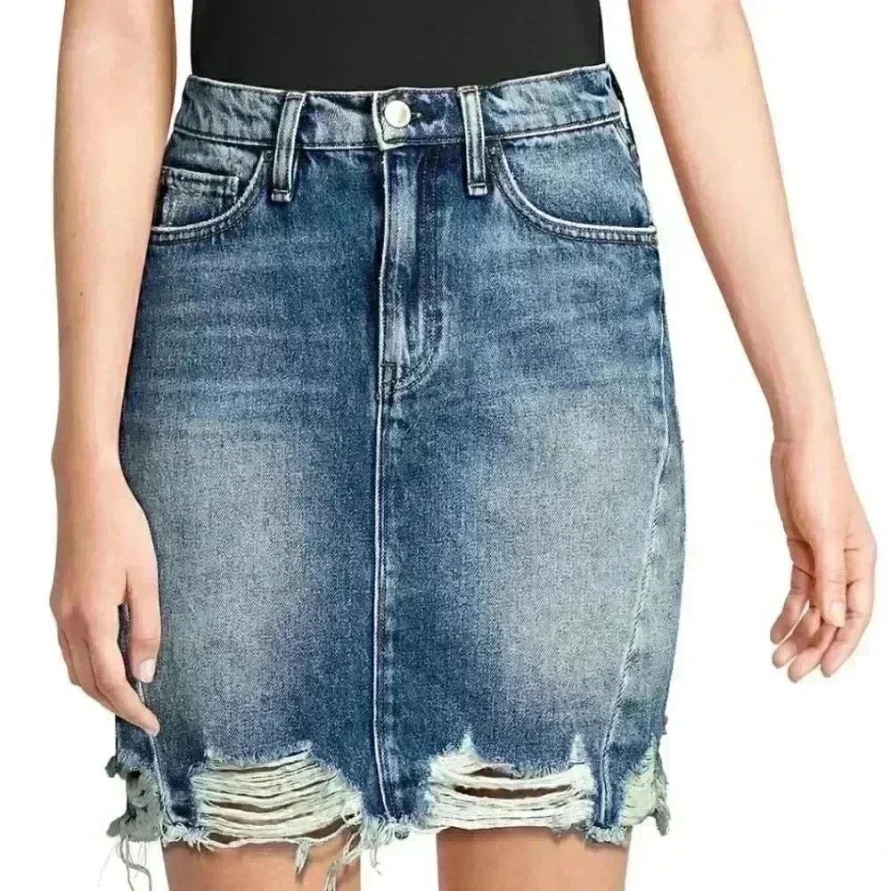 Hudson Lulu Distressed Denim Skirt Size 25 - Picture 6 of 7